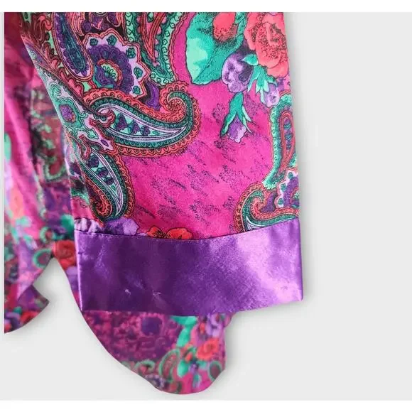 Victoria's Secret Nightgown Women's M/L Floral Satin Sleep Shirt Gold Label VTG - Picture 4 of 9